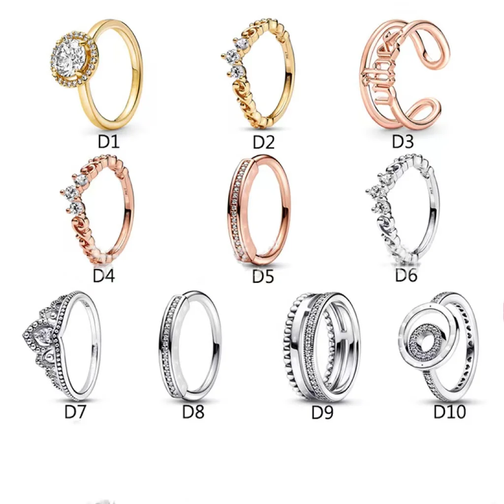 

Pan S925 Sterling Silver Regal Vortex Crown Ring Multi ring Pave Set Ring Gifts to Girlfriend