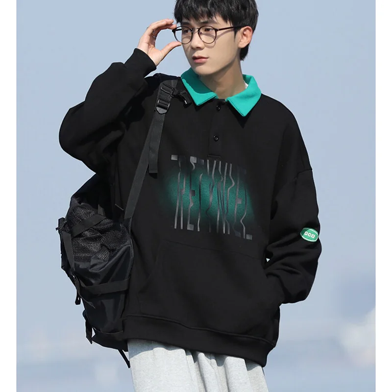 Fake Two Pieces Men Sweatshirts 2022 New Arrive Spring And Autumn Student Male Clothing Teenager Boy Korean Style Hot Sale H36