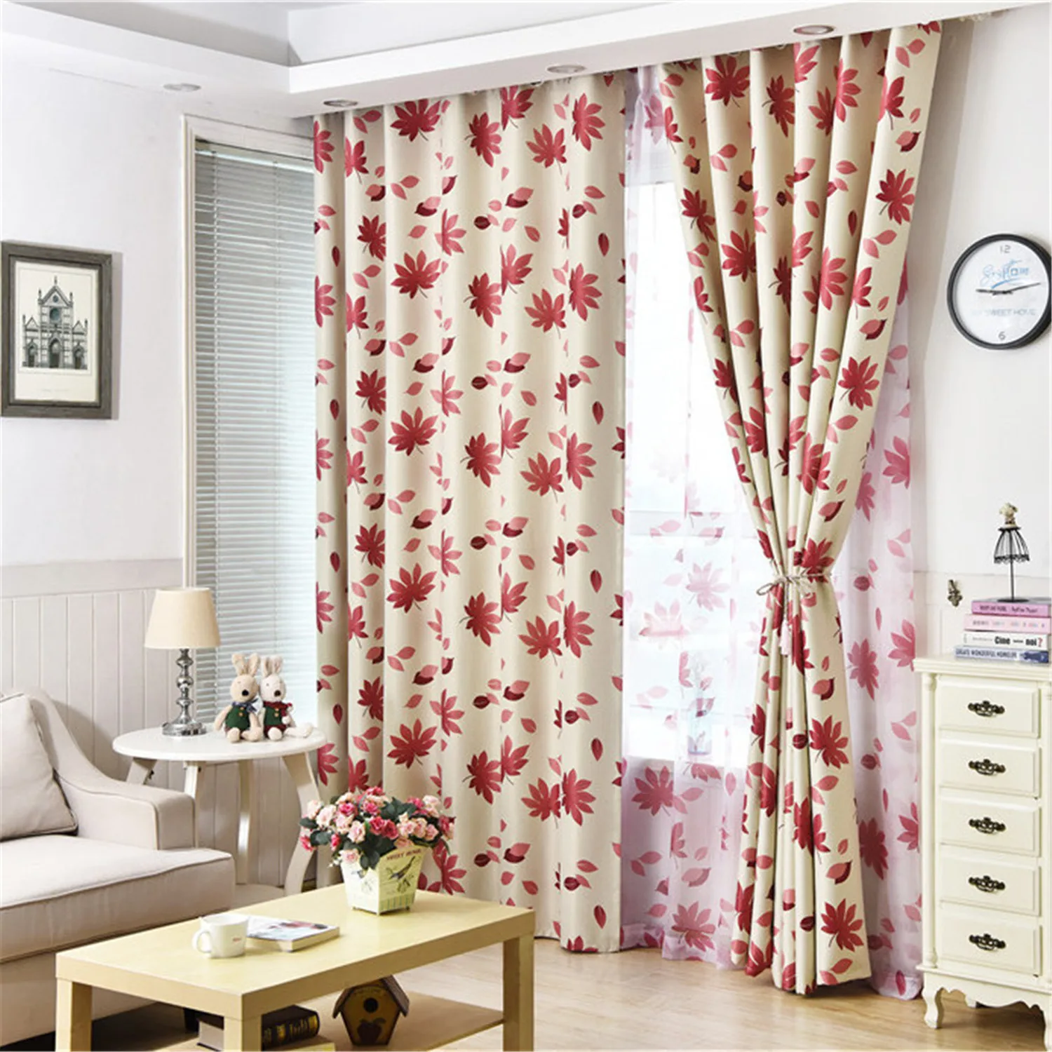 

Blackout Curtains maple leaf Patternfor Bedroom Home Decoration Funny Boys Girls Cartoon Curtain for Living Room Hotel