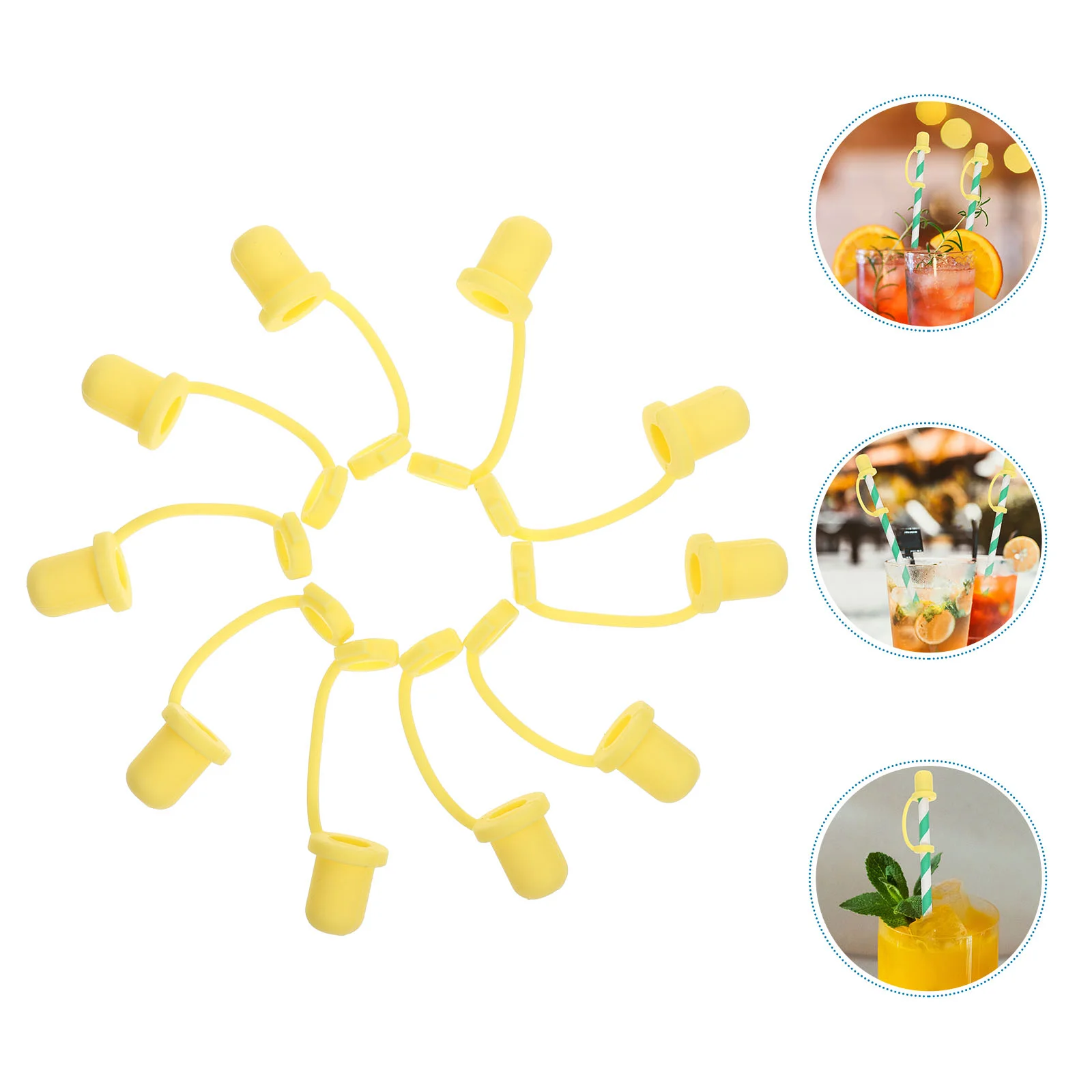 10 Pcs Handheld Shower Head Holder Straw Cap Cute Plug Hat Covers Cup Lid Yellow Reusable Caps Tumbler Protector Baby