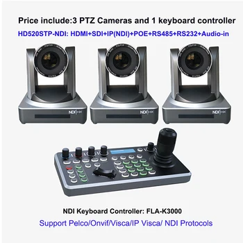NDI POE 20x SDI HD MI LAN PTZ Telecamera di trasmissione HD1080P Controller tastiera videoconferenza per sistema di streaming live in chiesa