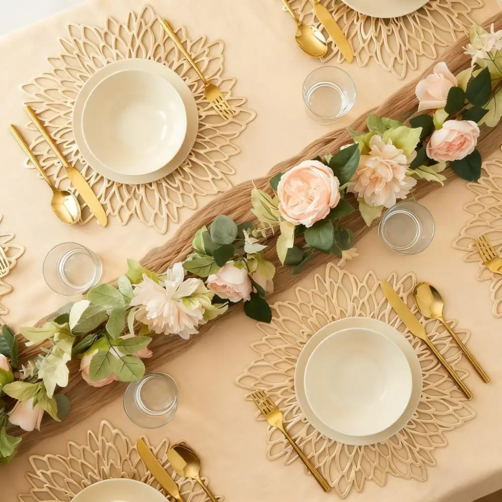 Gold Round Placemats & Coasters Set 6