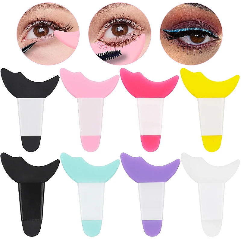 Description Picture 2 of item1pcs Eye Makeup Aid Professional Eyeliner Template Mascara Baffle Silicone Stencil Eyebrow Eyeliner Shaper Assistant Beauty Tool