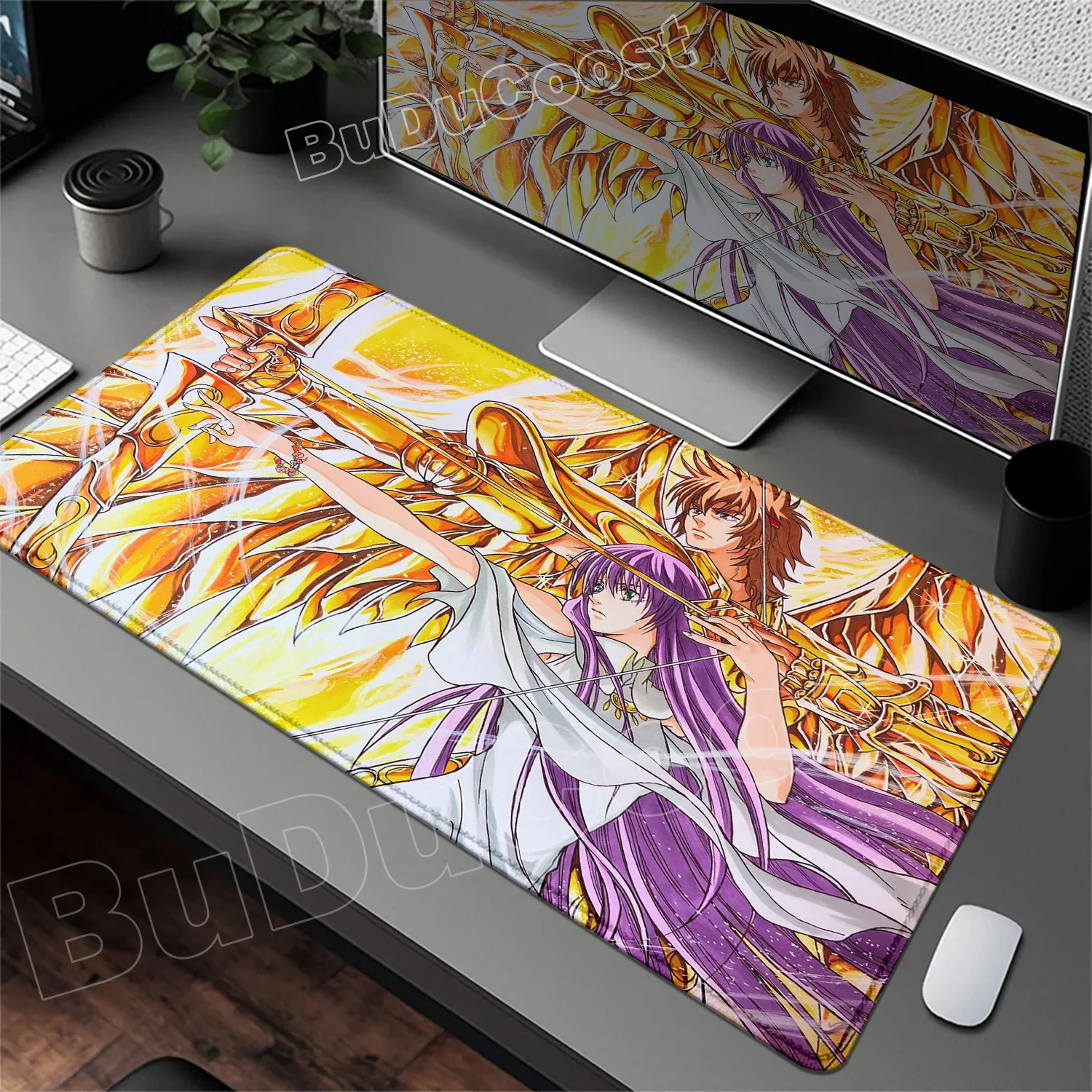 HD-Druck Anime Saint Seiya Mousepad Natürliches rutschfestes Gummi Spielmaus Langlebige Desktop-Mauspads Tastaturpad 700×400 Schreibtischunterlage