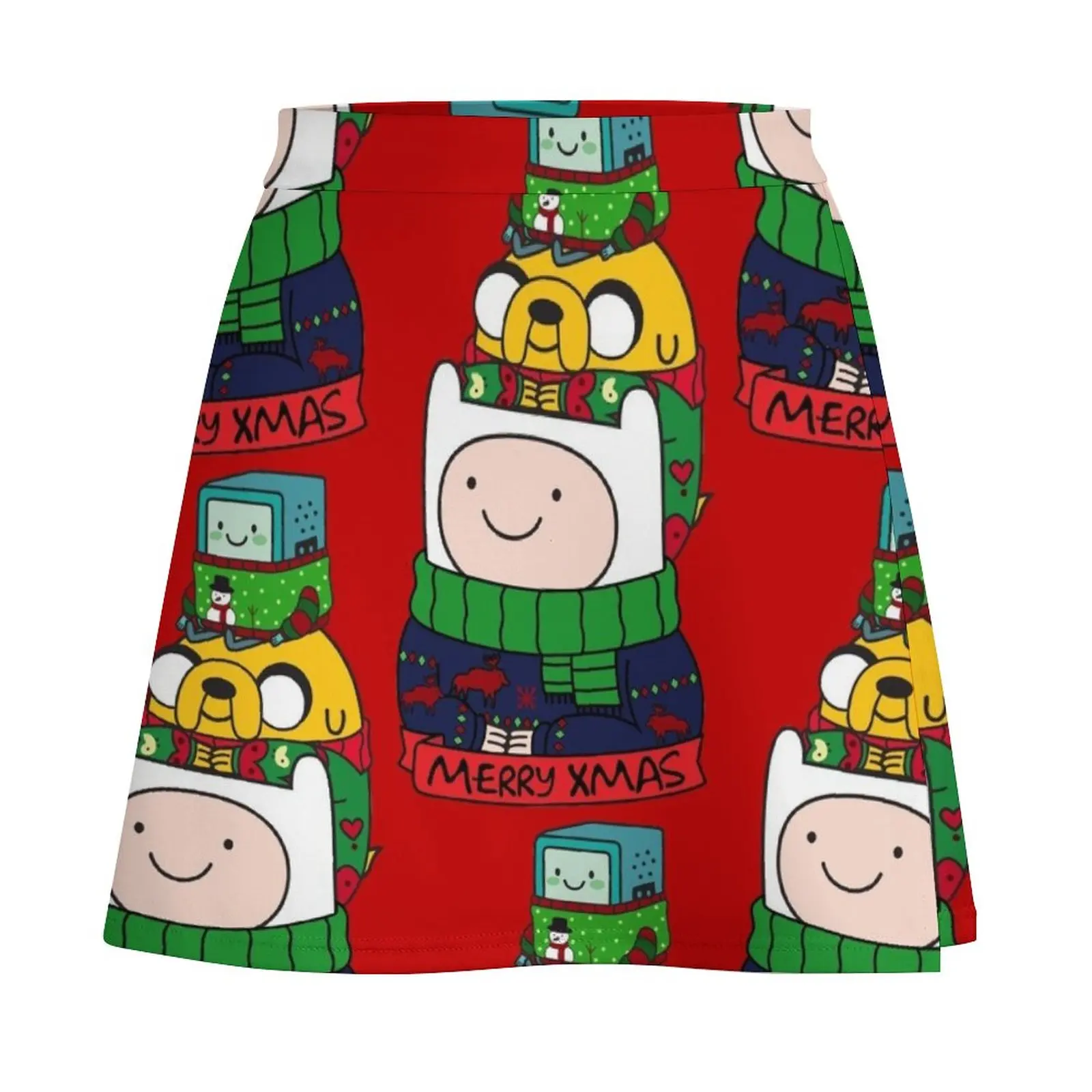 Finn Jake BMO Xmas Mini Skirt Women's summer skirts cosplay skirts