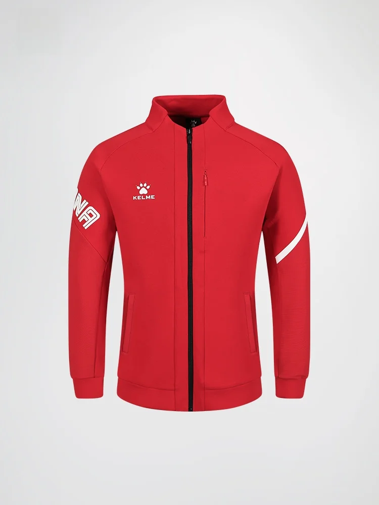 켈미 남성 니트 자켓 풋볼 칼라 오픈 가디건 스포츠웨어 팀 유니폼 상의 가을 겨울 캐주얼 의류