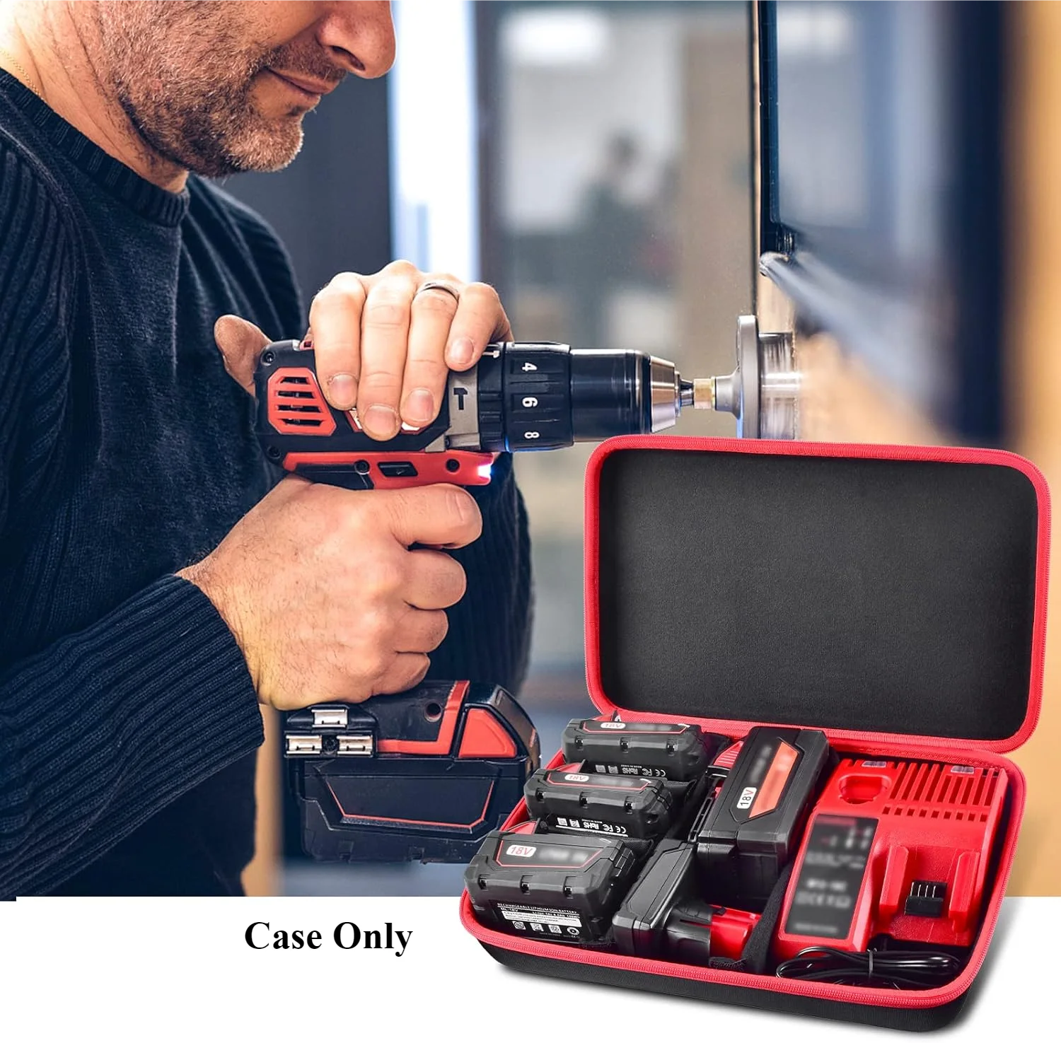 Storage box extra large battery hard for Milwaukee M18 18V/ M12 12V battery and charger