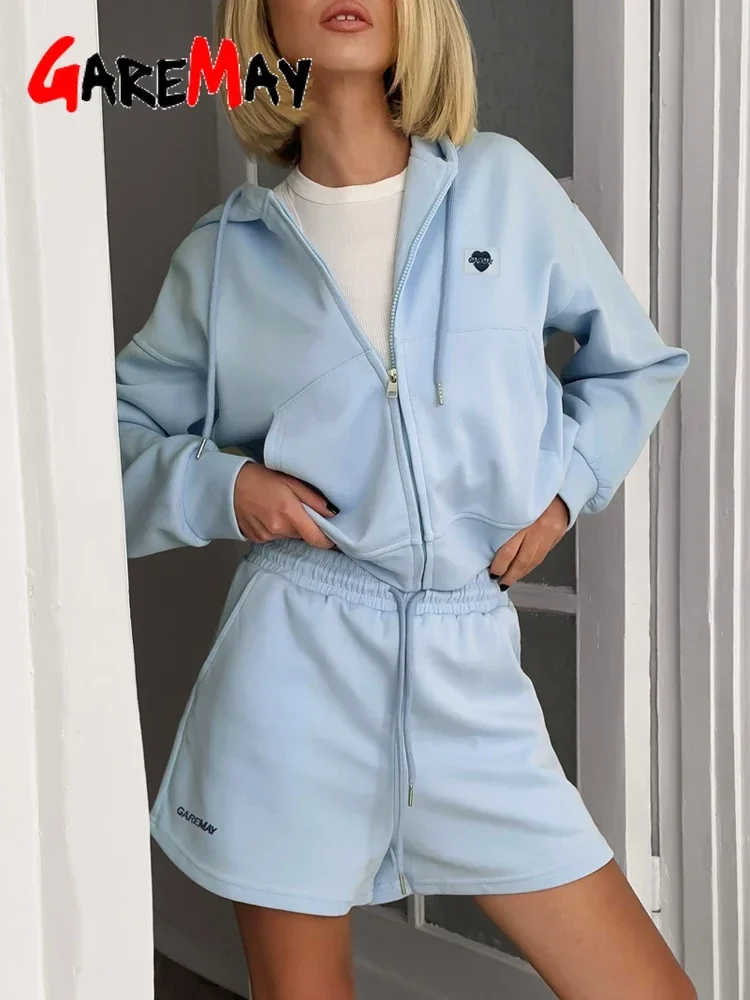 Spring Women's Summer Suit with Shorts Cotton Oversize Pink  Top and Shorts Set Two-piece Casual Tracksuit with Shorts for Women 3