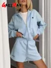 Spring Women's Summer Suit with Shorts Cotton Oversize Pink  Top and Shorts Set Two-piece Casual Tracksuit with Shorts for Women 3