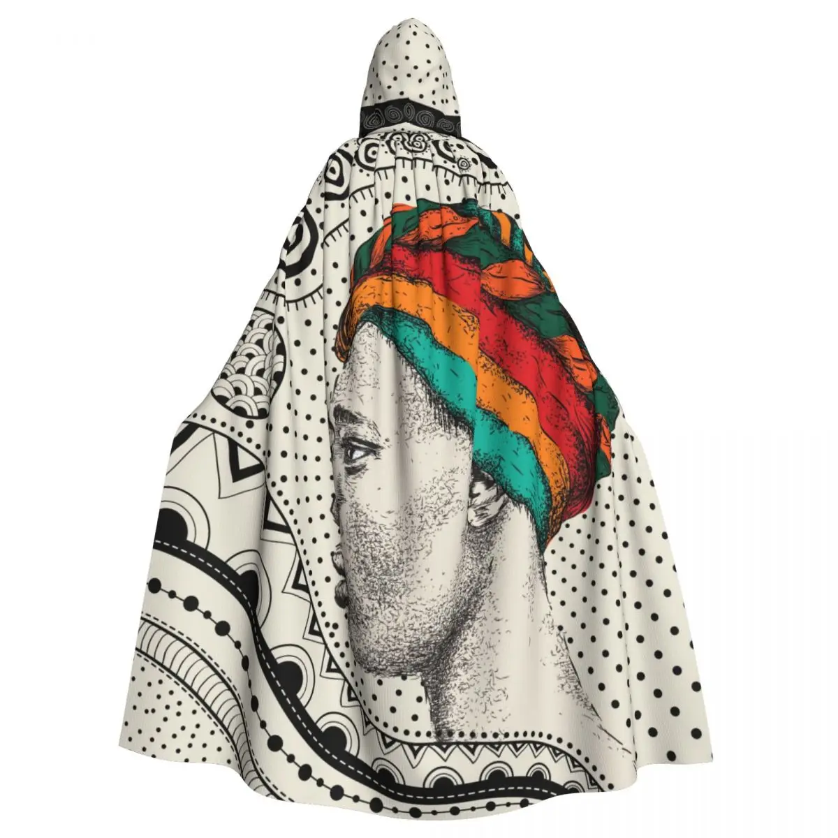 

Hooded Cloak Unisex Cloak with Hood Beautiful African Woman Turban Ethno Tribal Pattern Cloak Vampire Witch Cape Cosplay Costume