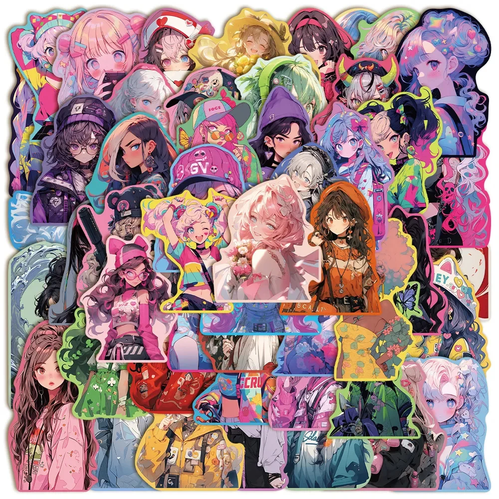 

10/30/50pcs Kawaii Anime Girls Stickers Aesthetic Cartoon Stickers Decals Decorative Phone Laptop Diary Vinyl Cute Sticker Packs