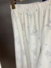 Sweet Rabbit Print T-shirt Pant Sets Women Summer O-neck Slim Tee Eyelet Straight Long Pants Casual Soft Cotton Home Pajama Set 5