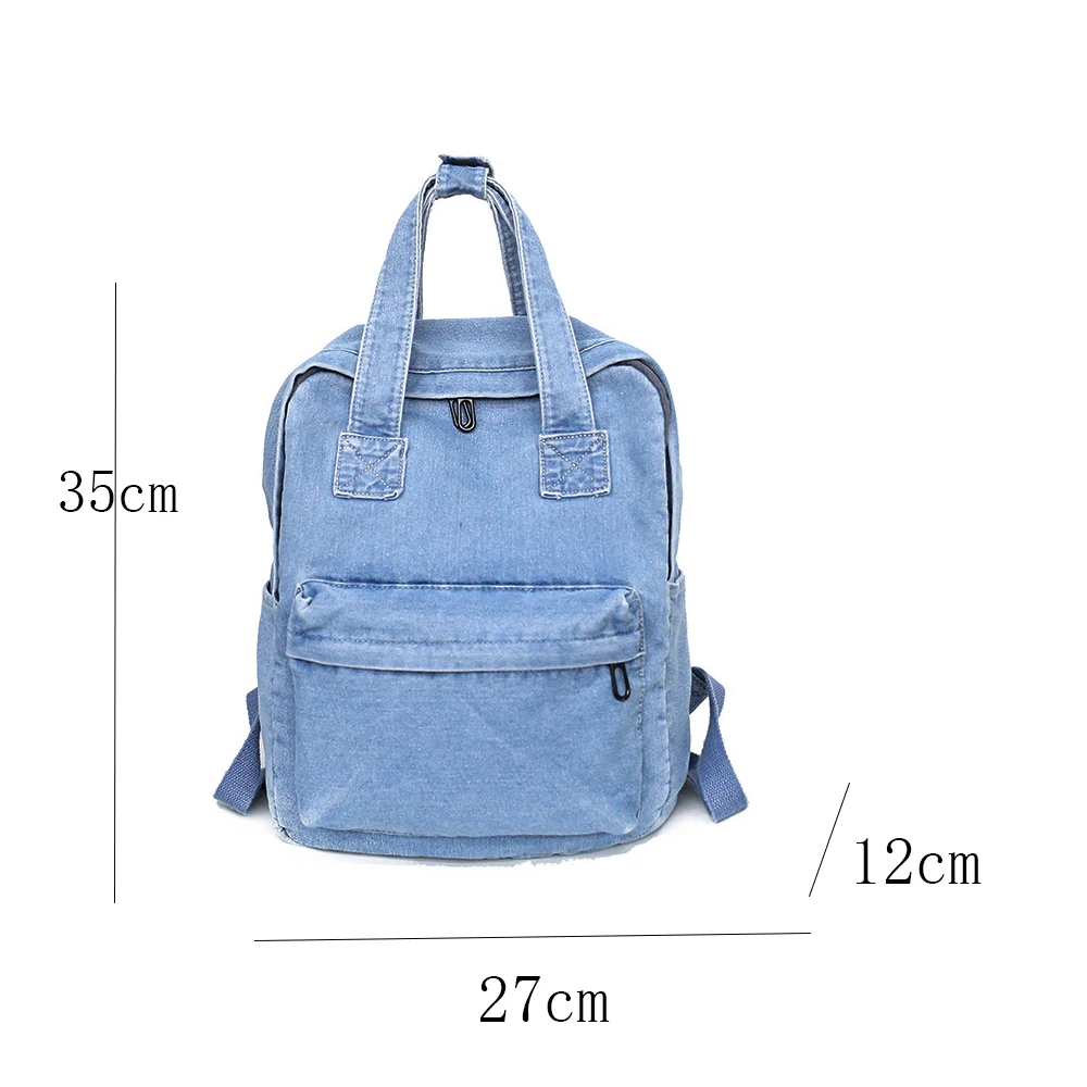 Mochila jeans com nome bordado para mulheres, bolsa jeans personalizada, bolsas de ombro simples para estudante universitário, presente para crianças e adultos