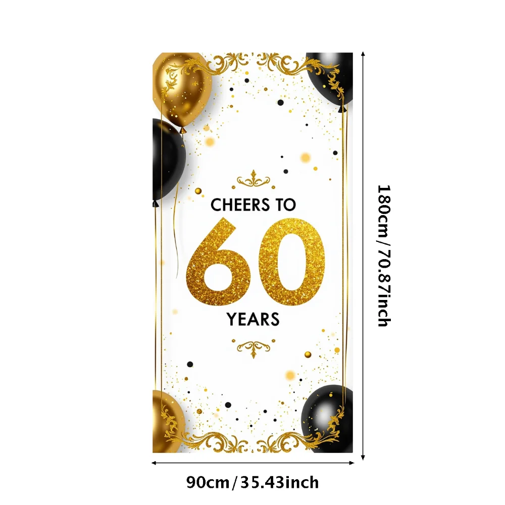 Prost auf 60 Jahre Banner-Hintergrund, glitzernder Ballon, 60. Jahrestag, Geburtstag, Party-Dekoration, Event, Fotografie, Hintergrund-Requisiten – Detail 1