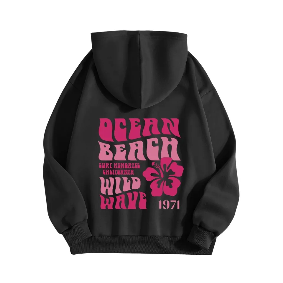 Women's Brushed Letter Print Oversized Hoodie