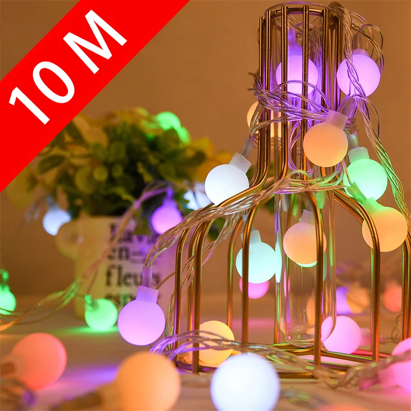 

10M Ball LED String Lights Garland Lights Waterproof Outdoor Lamp Wedding Garden USB/Battery Power Fairy Lights Christmas Decor