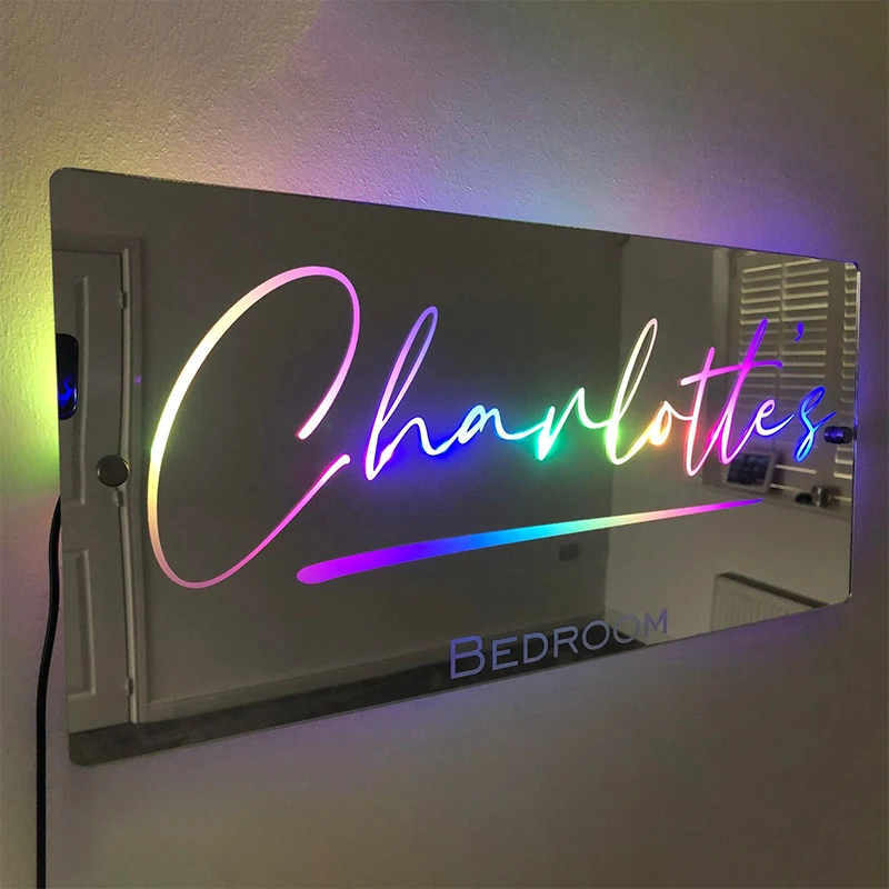 Personalized name mirror LED light