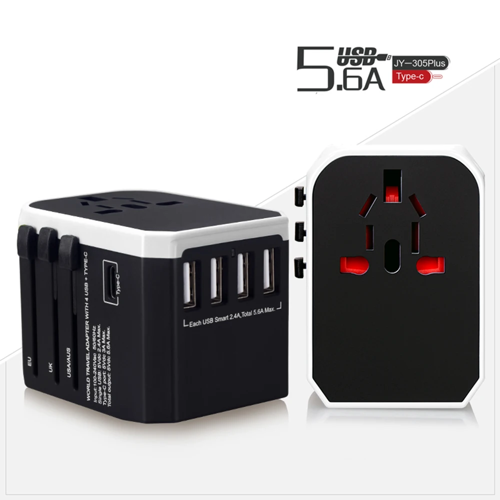 Smart Travel Adapter International Plug Adaptor Wall USB Type C Charger AC Power for USA EU UK AU US iPhone iPad Android Samsung_voghion.com