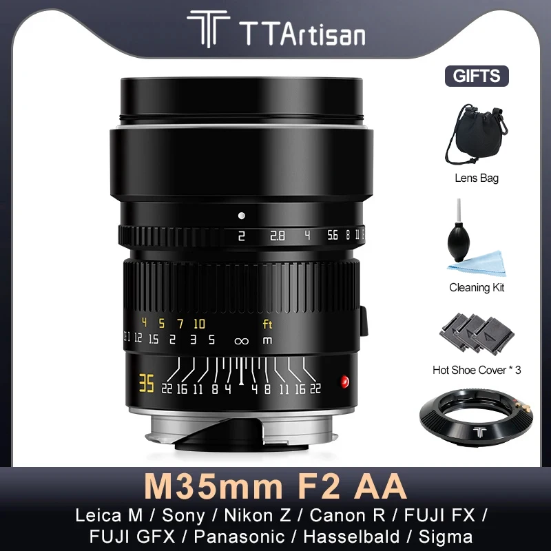 Ttartisan M35Mm F2 Aa Apo Obiettivo Manuale Full Frame Con Adattatore Per Hasselblad Leica M Sigma Canon Rf Panasonic Nikon Z Fuji Xf G