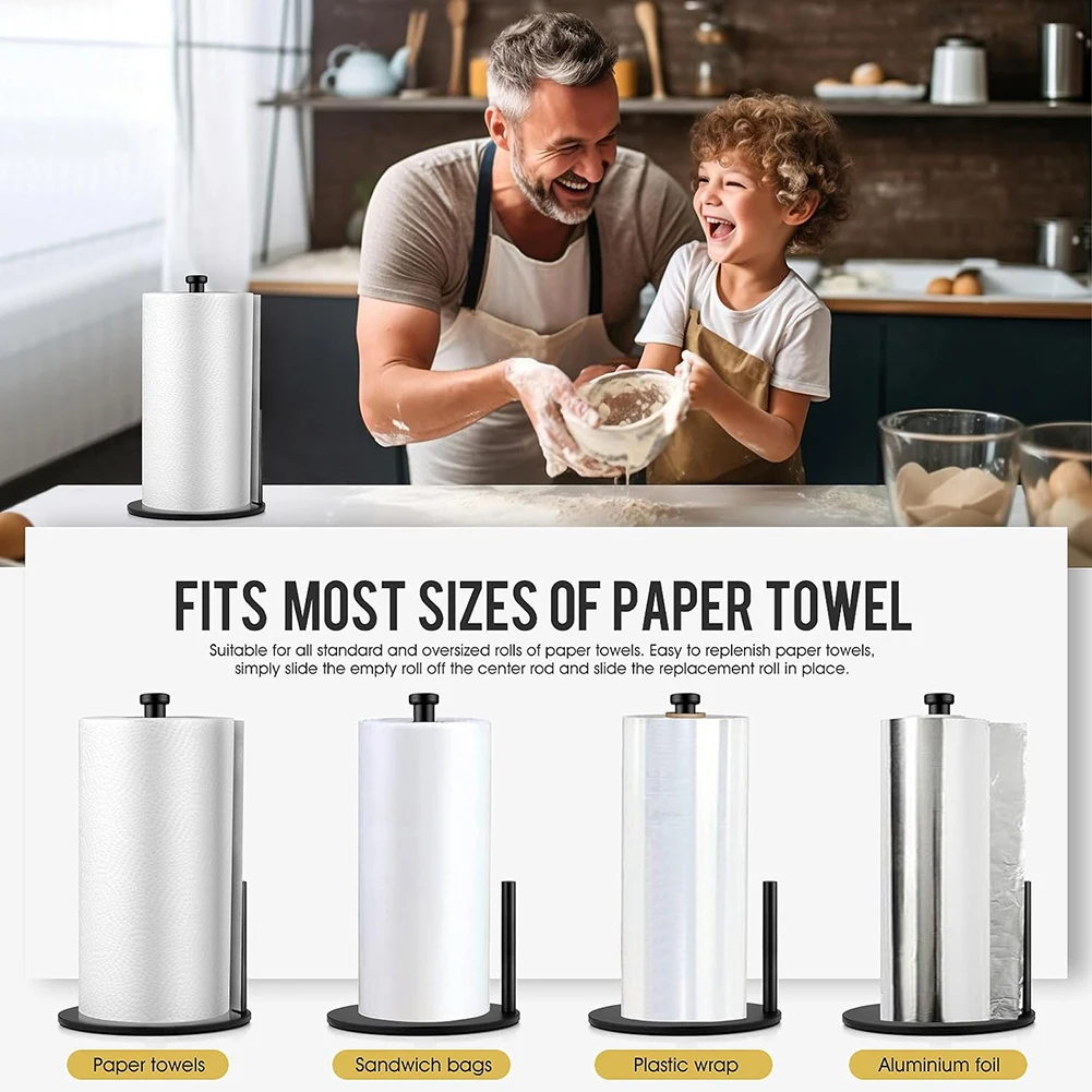 Paper Towel Holder, Countertop Paper Towel Holder, Steady Paper Roll Holder, Weighted Paper Towel Stand for Kitchen Bathroom 6