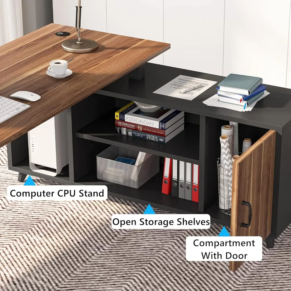 L-Shaped Computer Desk with File Cabinet, 78.74 Inch Large Executive Office Desk with Shelves, Industrial Business Fu 6