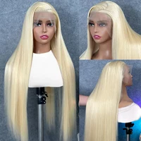 Perruque Lace Frontal Wig brésilienne naturelle, cheveux lisses, blond HD 613, 13x4, 13x6, pre-plucked, pour femmes 2