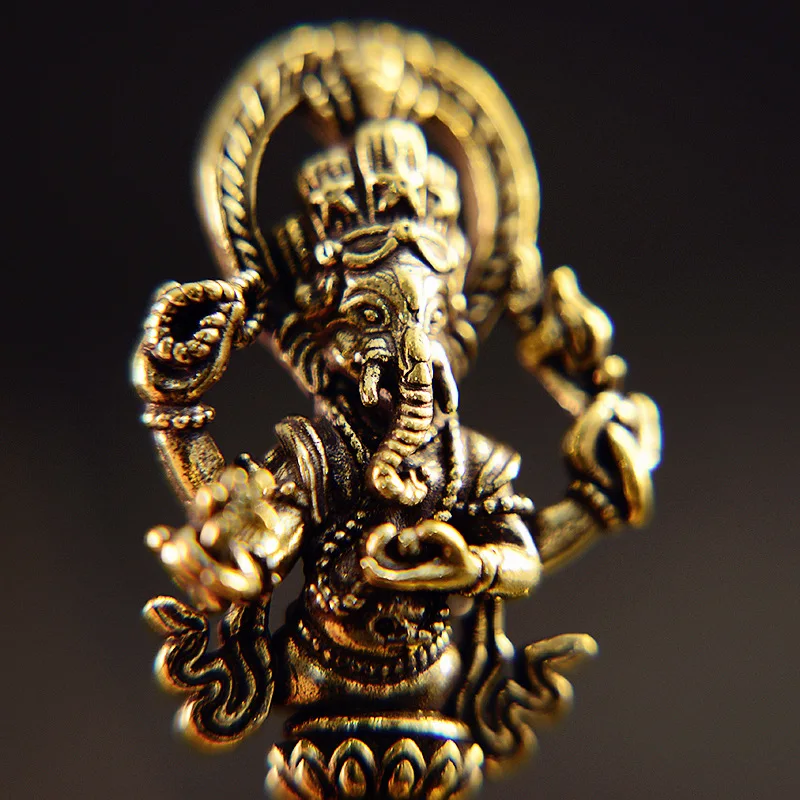 Solid Brass Tibetan Vajra & Kila Ritual Set - Ganesha Engraved Buddhist Altar Object for Home Shrine Meditation Collection