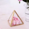 Glass Jewelry Box Golden Geometric Decorative Box Geometric Glass Pyramid Ring Holders for Wedding Birthday Gift S 4