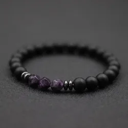 Men's Fashion Bracelet with Black Onyx and Natural Tiger Eye Sodalite Beads (AmethystStone)