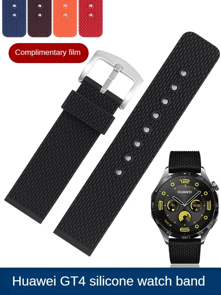 

The Rubber Watch Strap Fits The Watch GT 4 3 Pro GS Pro 3i Series Black Silicone Strap Flat Mouth 20 22mm