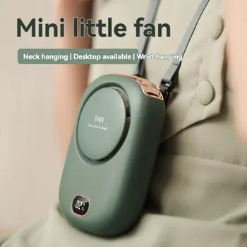 미니 디스플레이 넥 선풍기 야외 휴대용 핸드헬드, 크리에이티브 USB 충전, 소형 선풍기, 데스크탑 위에 세울 수 있음, 신제품