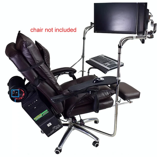 OK990 Full Motion Chair Shaft double Monitor Mount + Keyboard Holder + Arm  Clamp Elbow Wrist Support Mouse Pad Game Office - AliExpress