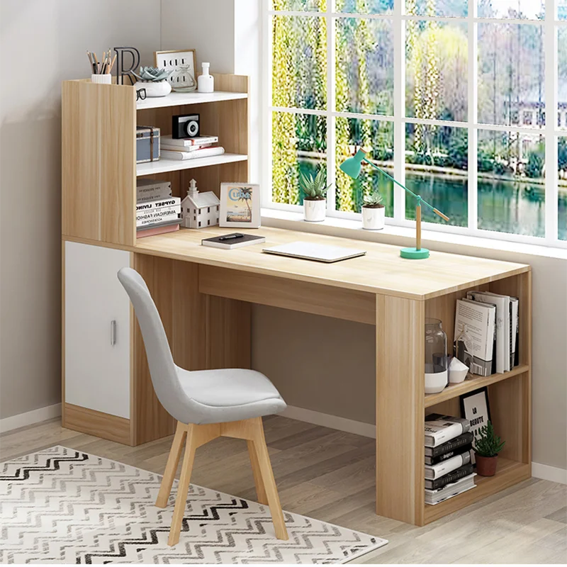 

Hot Sale Modern Wooden Furniture Corner Desk Home Office Desk with Bookshelf White Computer Desk