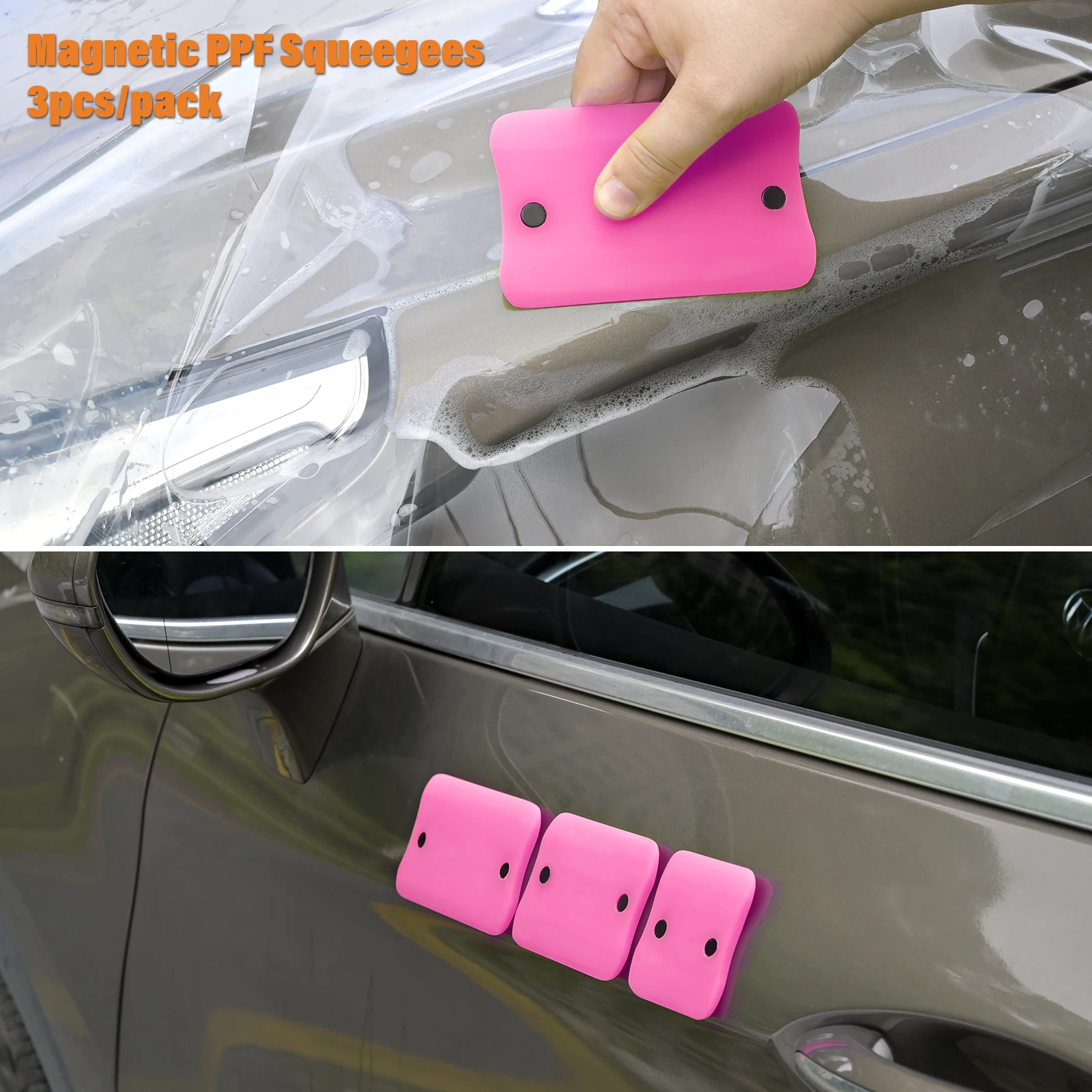 FOSHIO PPF Pink Squeegee Set 3/5pcs Vinyl Wrap TPU Tools Window Glass Cleaning Water Wiper Car Film Decoration Tinting Spatula