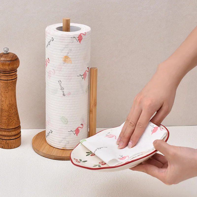 대나무 수직형 키친타월 홀더, 다용도 주방/욕실 정리함 (티슈, 랩 등)