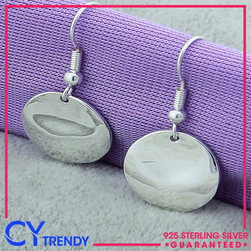 

925 Sterling Silver Polished Circle Stud Earrings For Women Wedding Party Gift Accessories Fashion Jewelry