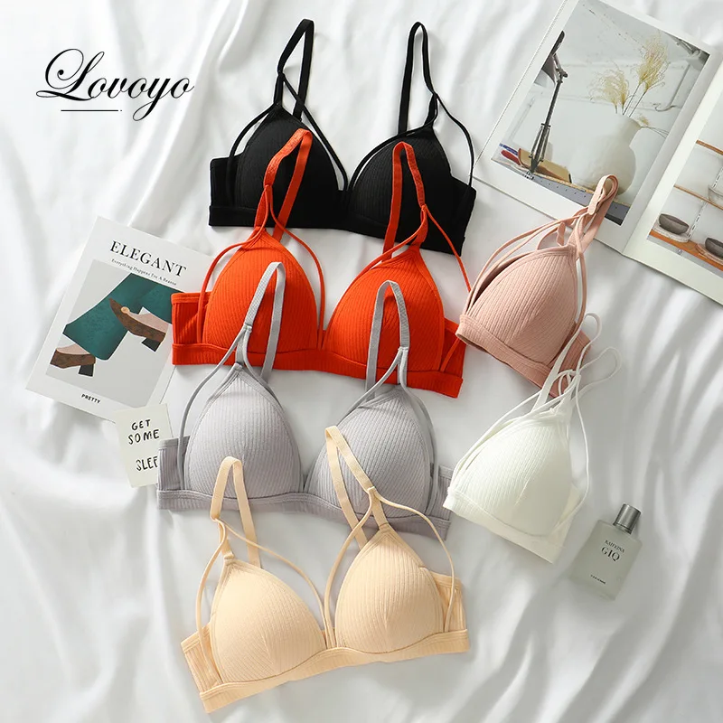 Women Bra Wire Free Push Up French Triangle Cup Bralette Underwear