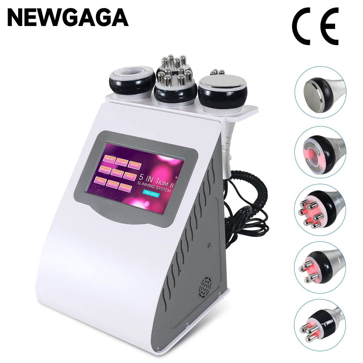 

New 5 In 1 Ultrasonic 40K Cavitation RF Vacuum Fat Loss Body Shaping Machine Remove Wrinkle Beauty Device Anti Cellulite Homeuse