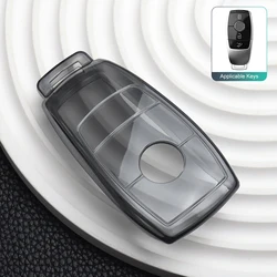 Luxurious TPU Car Key Case for Mercedes Benz - Elegant Car Accessory (Transparent Black)