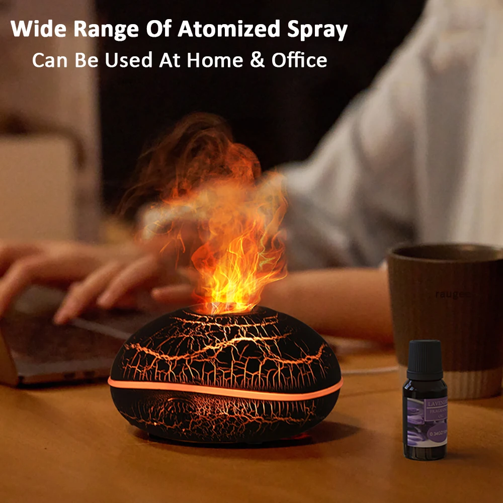 Aroma Air Humidifier Fire Flame Essential Oil Diffuser Ultrasonic Automatic Aromatherapy Fragrance Mist Maker With Night Light 6