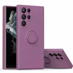 Enhanced Liquid Silicone Magnetic Car Ring Holder Case - Premium Protective Cover - Note 10 Plus (Dark Purple)
