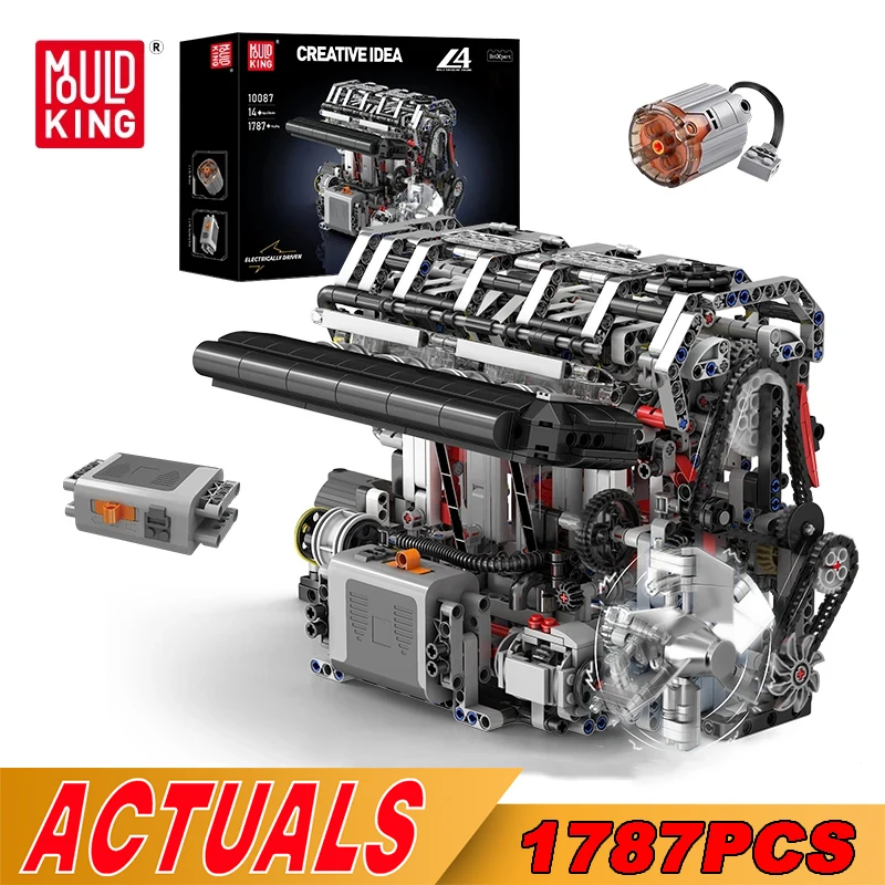 

MOULD KING 10087 Technical Creative Motorized L4 Gasoline Engine Building Block Assembly Bricks Model Toys Kids Christmas Gifts