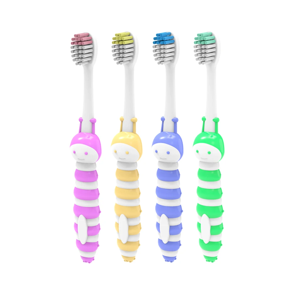 

4 Pcs Kids Toothbrush Bee Animal Shape Handle Soft Bristle Teeth Brush Dental Whitening Oral Care For Children 3-12 Years Old