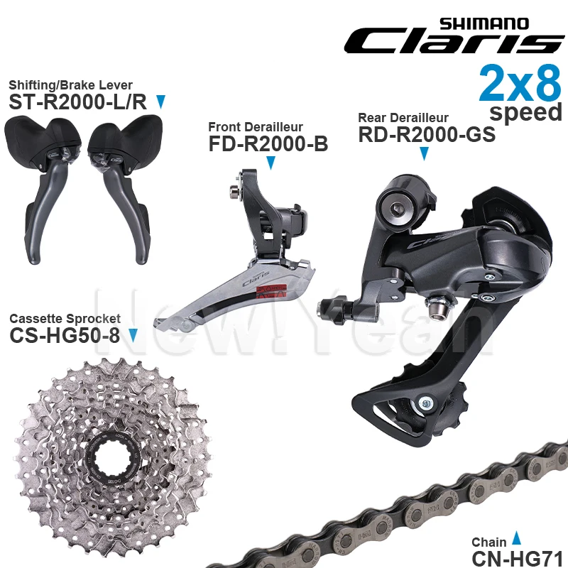 SHIMANO CLARIS R2000 2x8 Speed Groupset ST-R2000 FD-R2000 RD-R2000
