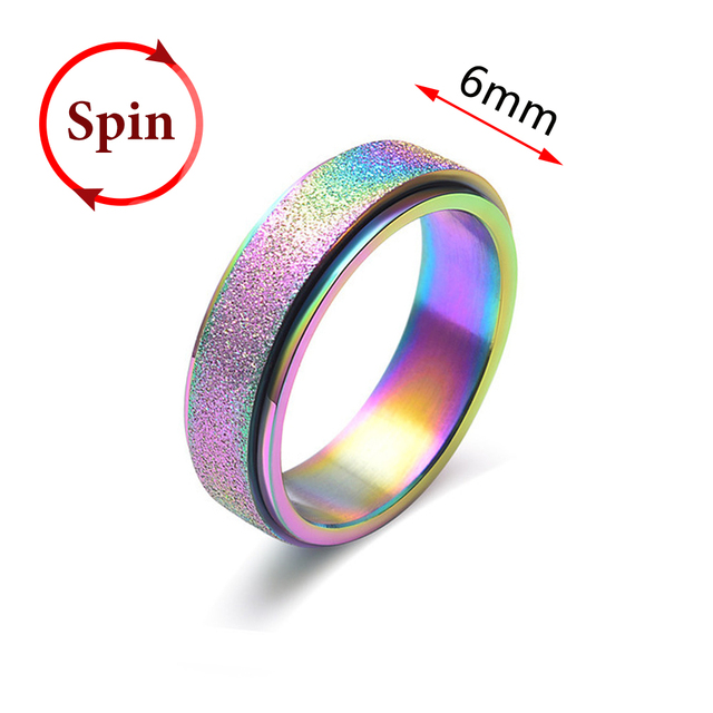Fidget Spinner Rings For Women Men Spinning Rotating Stainless Steel Pubk Ring Anti Stress Accessories Men's Jewelry