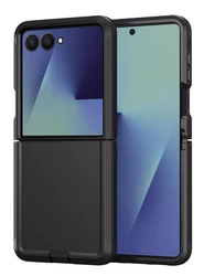 Defender Series Armor Phone Case with Belt Clip - Military Grade Dustproof Hard Cover - Galaxy Z Flip7 (Black)