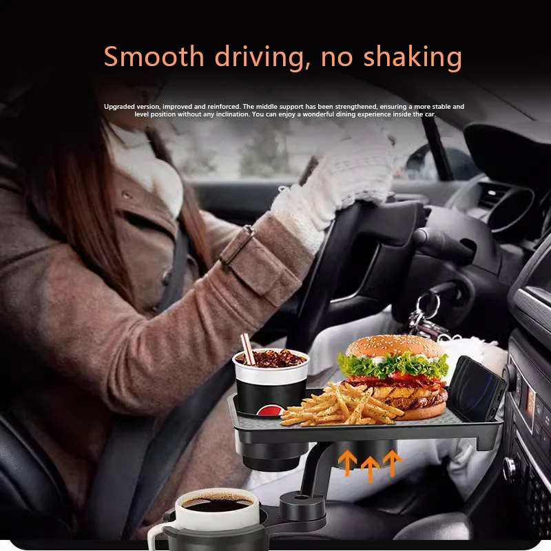 차량용 식탁, 이중 컵홀더가 있는 차량용 트레이, 휴대용 조절식 음료 홀더