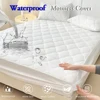 Waterproof Throw Mattress Cover Bed Fitted Sheet Mattress Bedspread Protector Pads Single/Double/King/Queen Full Size Gray/White 1