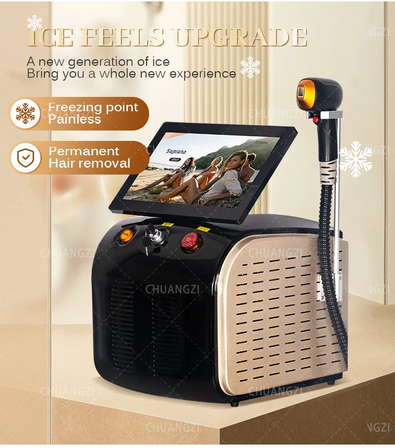 2024 The latest diode laser professional hair remover three-wavelength 755 808 1064NM ice titanium painless permanent