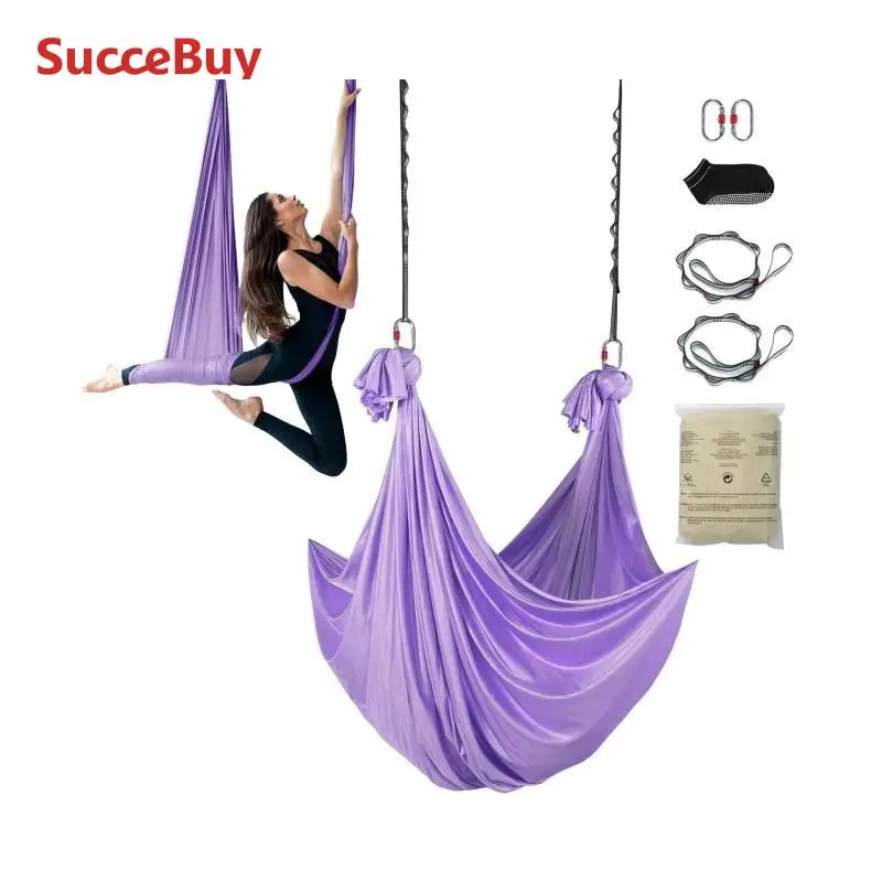 SucceBuy Aerial Yoga Hammock&Swing4.4Yards Yoga Starter Kit Nylon Fabric Antigravity Flying for All Level Fitness Bodybuilding